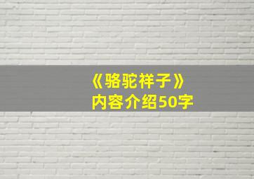 《骆驼祥子》内容介绍50字