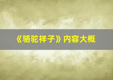 《骆驼祥子》内容大概