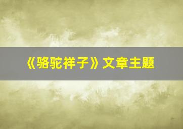 《骆驼祥子》文章主题