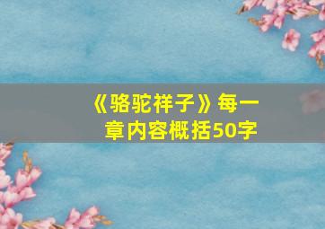 《骆驼祥子》每一章内容概括50字