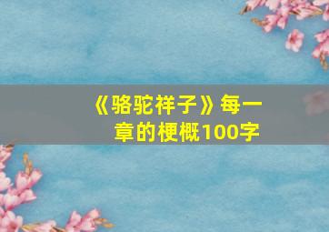 《骆驼祥子》每一章的梗概100字