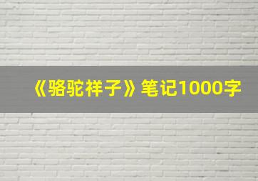 《骆驼祥子》笔记1000字