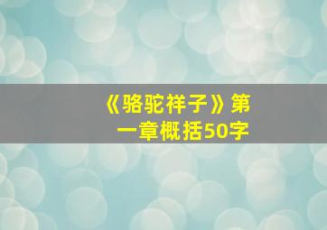 《骆驼祥子》第一章概括50字