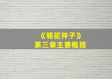 《骆驼祥子》第三章主要概括