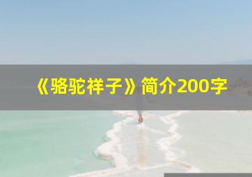 《骆驼祥子》简介200字