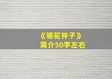 《骆驼祥子》简介50字左右