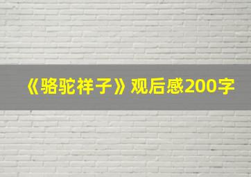 《骆驼祥子》观后感200字