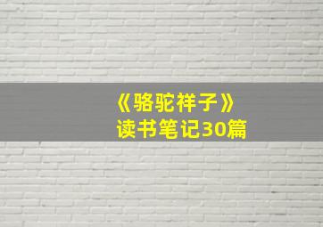 《骆驼祥子》读书笔记30篇