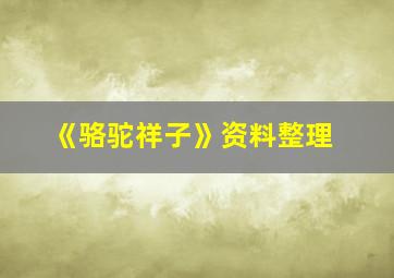 《骆驼祥子》资料整理