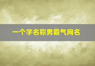 一个字名称男霸气网名