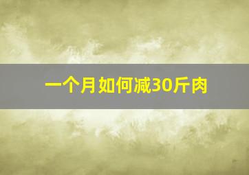 一个月如何减30斤肉