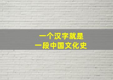 一个汉字就是一段中国文化史