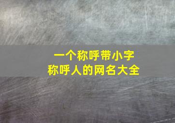 一个称呼带小字称呼人的网名大全