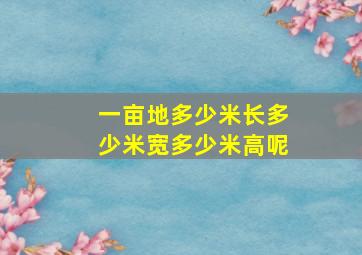 一亩地多少米长多少米宽多少米高呢