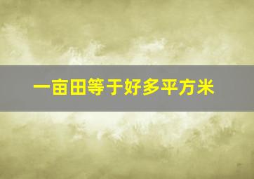 一亩田等于好多平方米