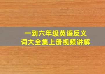 一到六年级英语反义词大全集上册视频讲解