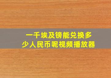 一千埃及镑能兑换多少人民币呢视频播放器