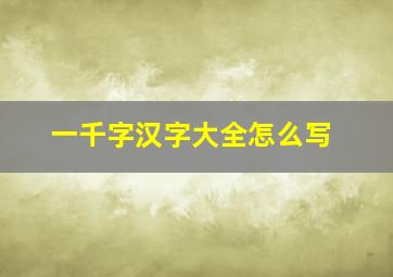 一千字汉字大全怎么写