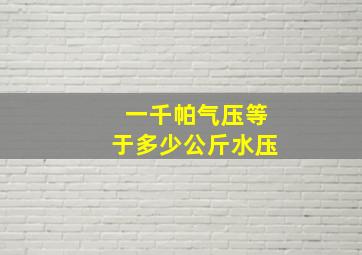 一千帕气压等于多少公斤水压