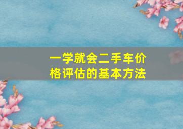 一学就会二手车价格评估的基本方法