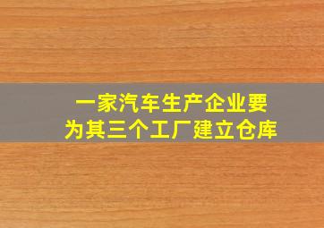 一家汽车生产企业要为其三个工厂建立仓库