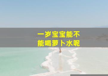 一岁宝宝能不能喝萝卜水呢