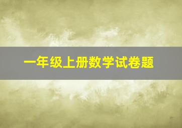 一年级上册数学试卷题