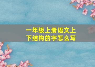 一年级上册语文上下结构的字怎么写