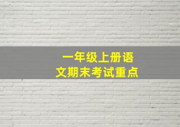 一年级上册语文期末考试重点