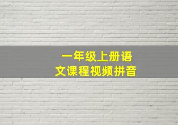 一年级上册语文课程视频拼音