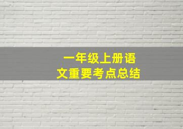 一年级上册语文重要考点总结