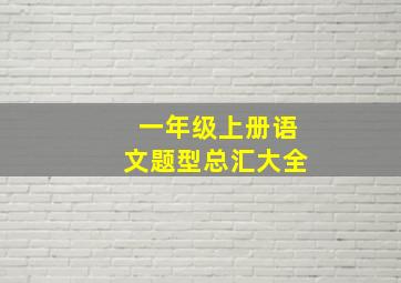 一年级上册语文题型总汇大全