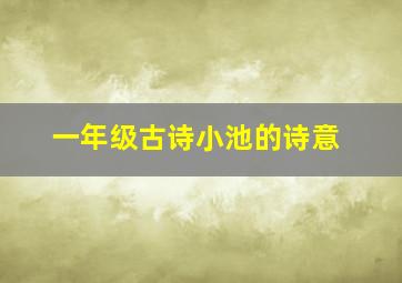 一年级古诗小池的诗意