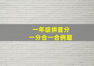 一年级拼音分一分合一合例题