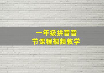 一年级拼音音节课程视频教学