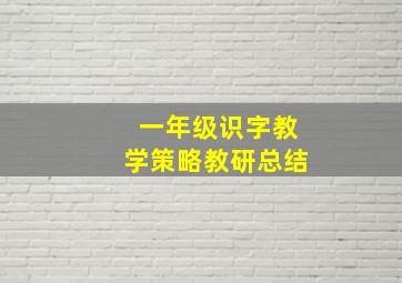 一年级识字教学策略教研总结