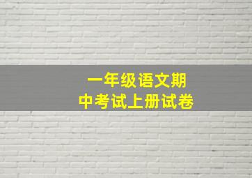 一年级语文期中考试上册试卷