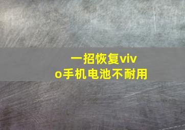 一招恢复vivo手机电池不耐用