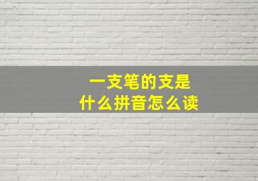 一支笔的支是什么拼音怎么读