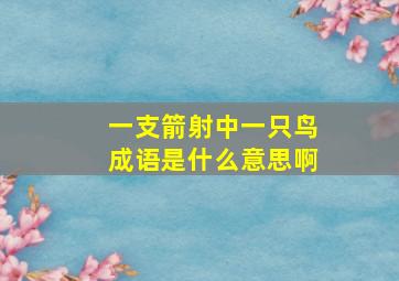 一支箭射中一只鸟成语是什么意思啊