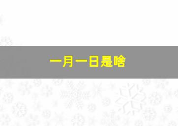 一月一日是啥