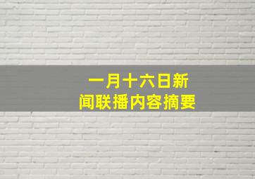 一月十六日新闻联播内容摘要