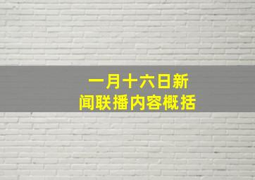 一月十六日新闻联播内容概括