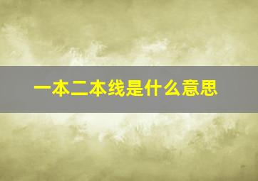 一本二本线是什么意思