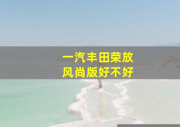 一汽丰田荣放风尚版好不好