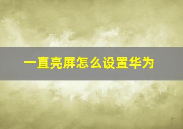 一直亮屏怎么设置华为