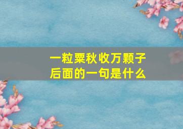 一粒粟秋收万颗子后面的一句是什么