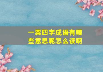 一粟四字成语有哪些意思呢怎么读啊