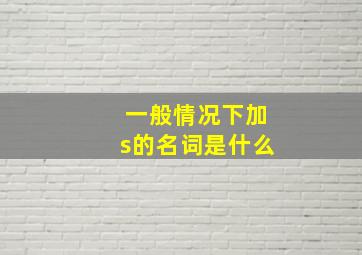 一般情况下加s的名词是什么