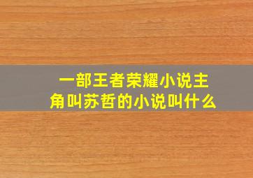 一部王者荣耀小说主角叫苏哲的小说叫什么